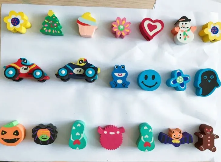 Aranyos kivitelű extrudált radír ajándék szett gyerekeknek